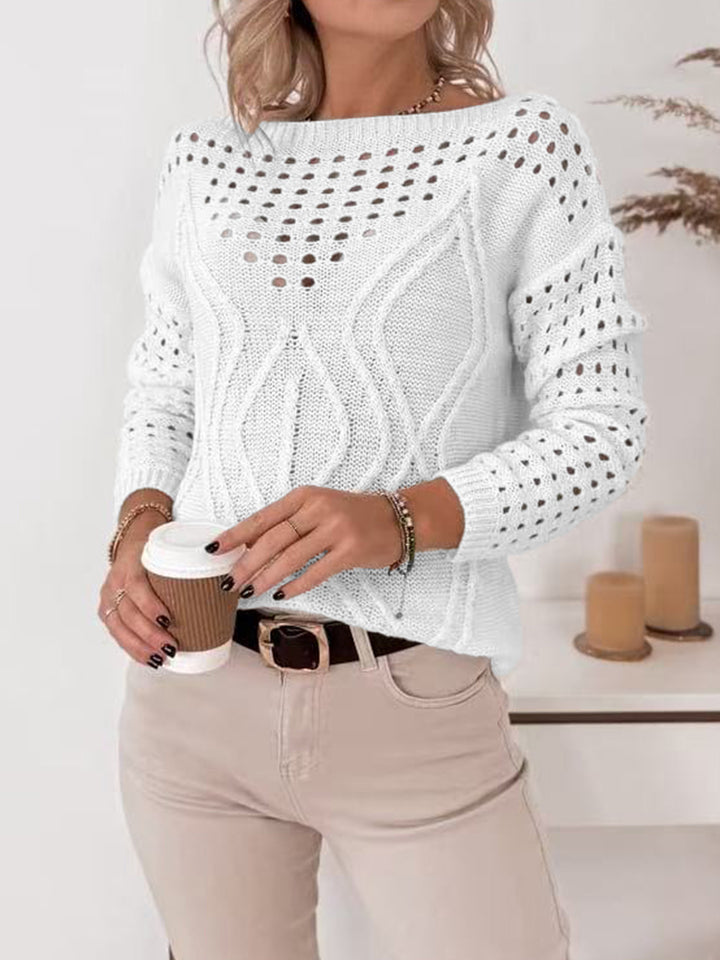 White Full Sleeves Textured Sweaters