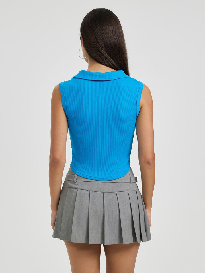 Blue Collar V Neck Crop Top