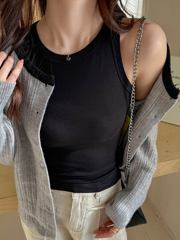 Black Solid Tank Top