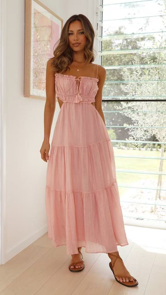 Pink Bustier Top Tiered Dress