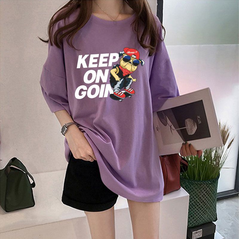 Purple Chest Print Graphic Tshirt