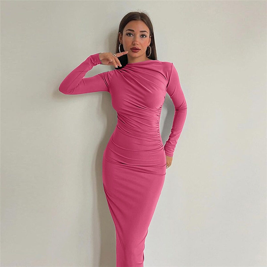 Pink Long Sleeve Bodycon Dress