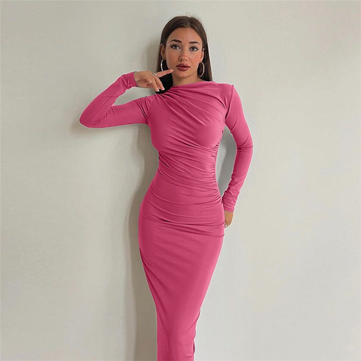 Pink Long Sleeve Bodycon Dress