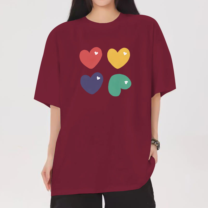 Red Heart Print Graphic Tshirt