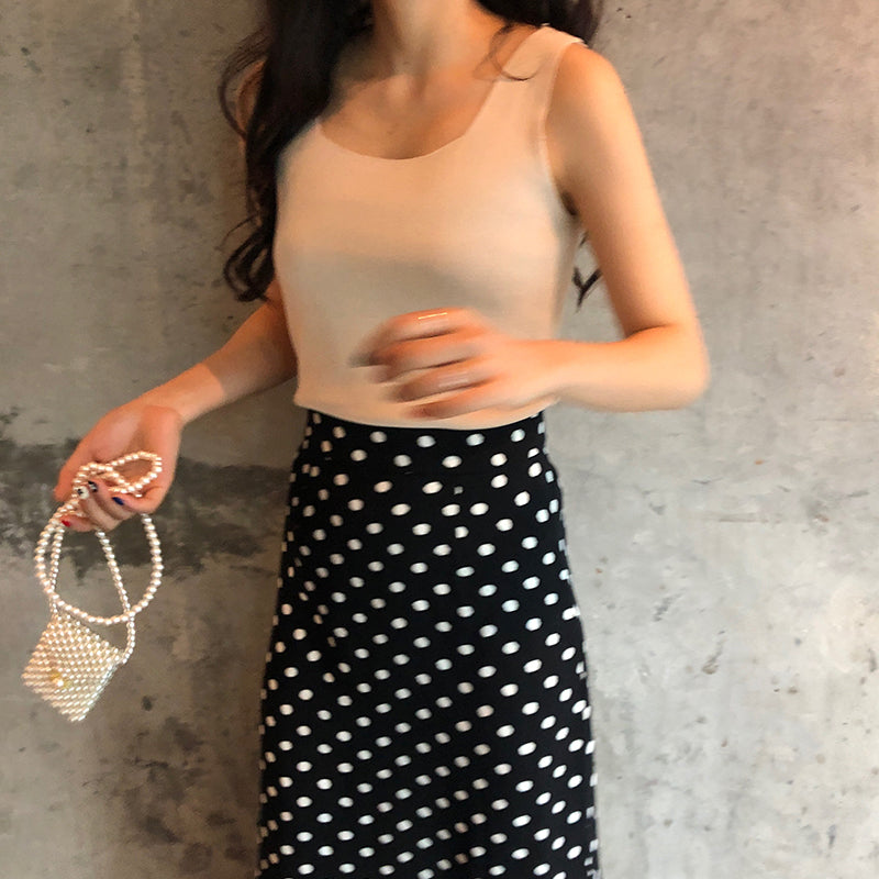 Beige Sleeveless Basic Tank Top