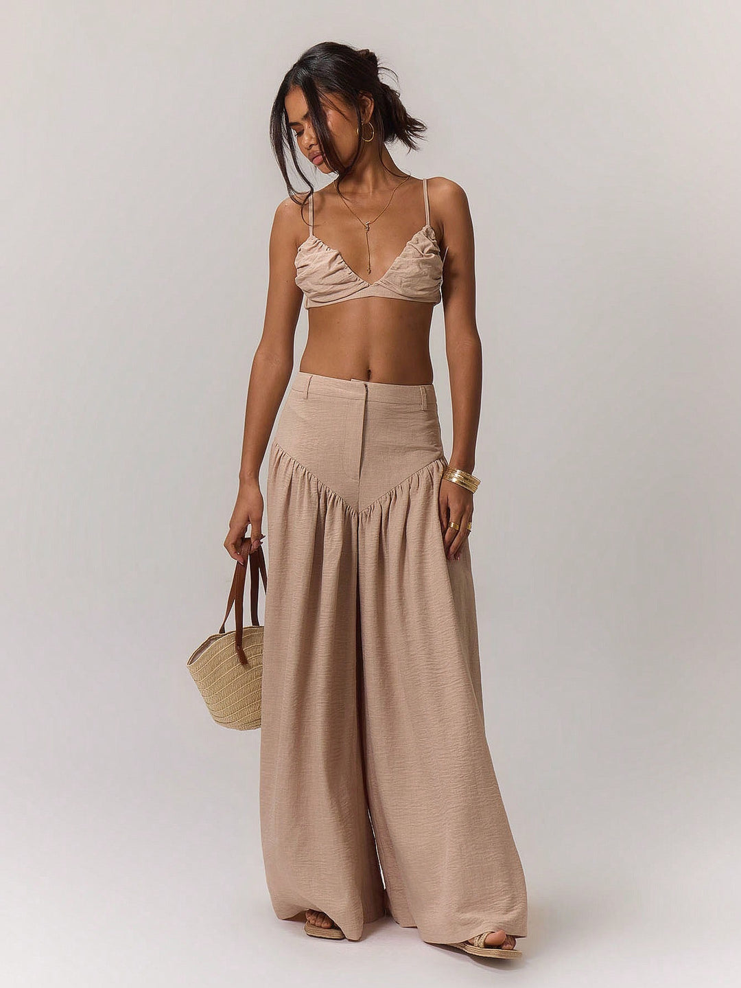 Khaki Ultra Baggy Pointed Waistband Pant