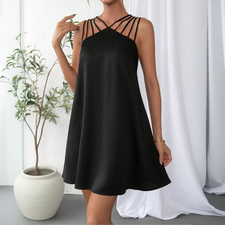 Black Sleeveless Front Detail Dress