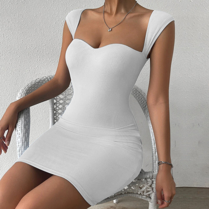 White Wide Strap Sweetheart Neck Dress