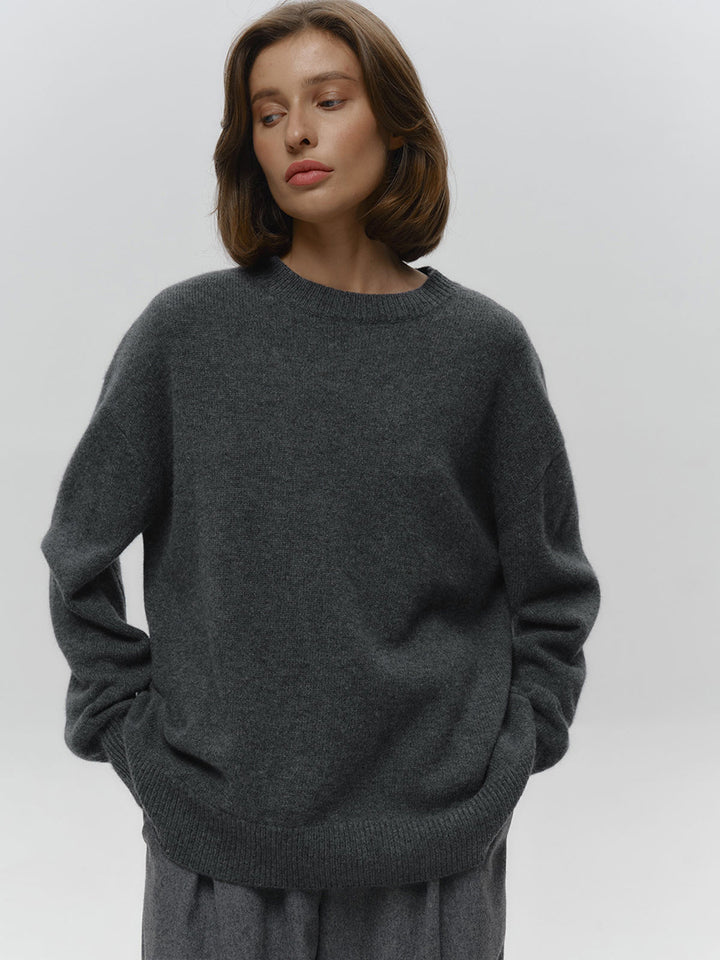 Charcoal High Neck Oversized Solid Sweater