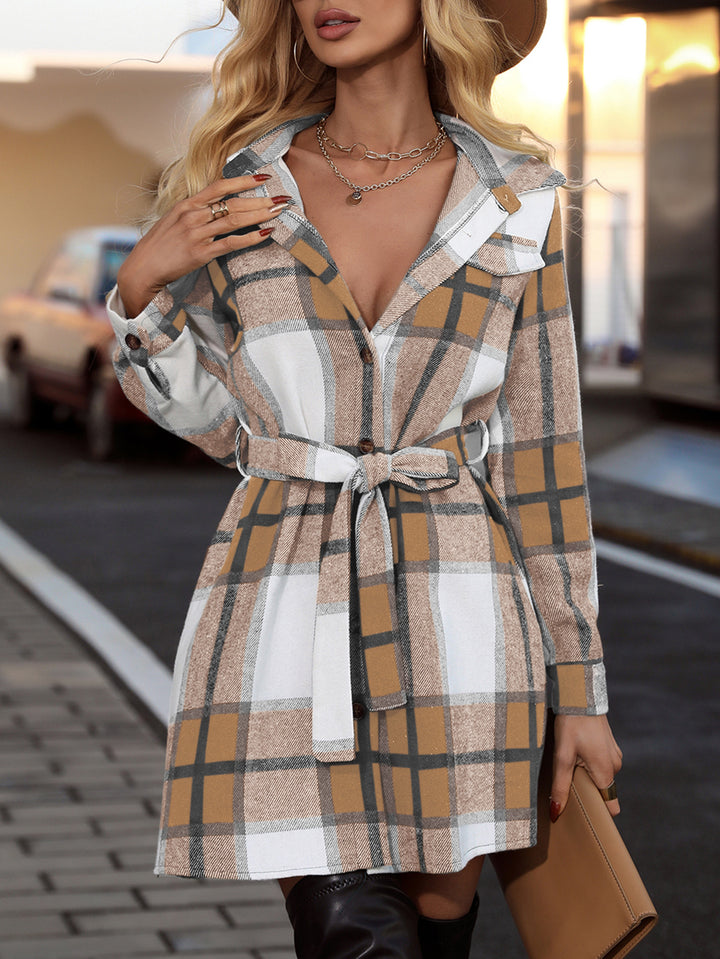 Beige Flannel Shirt Dress