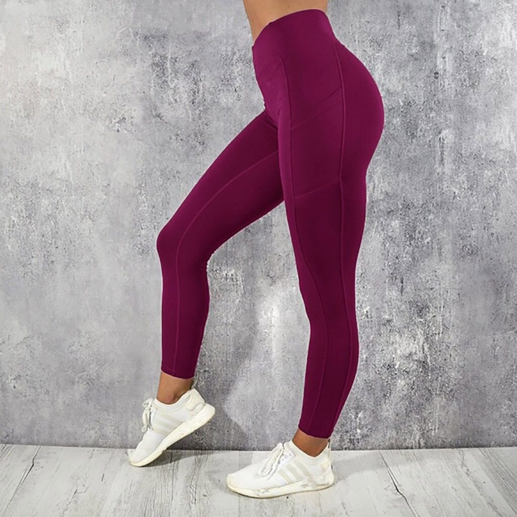 Wine High-Rise Tights With Pockets