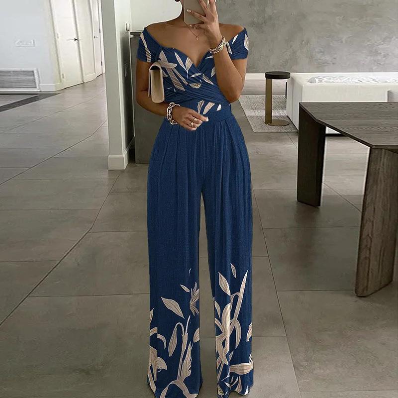 Blue Floral Jumpsuits