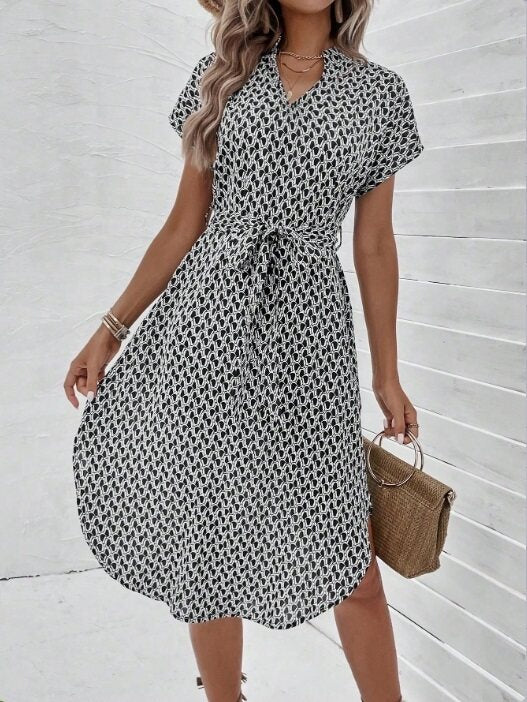 Black Printed Shirt Dress