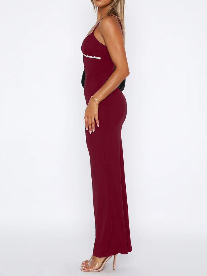 Wine Strappy Bodycon Maxi Dress