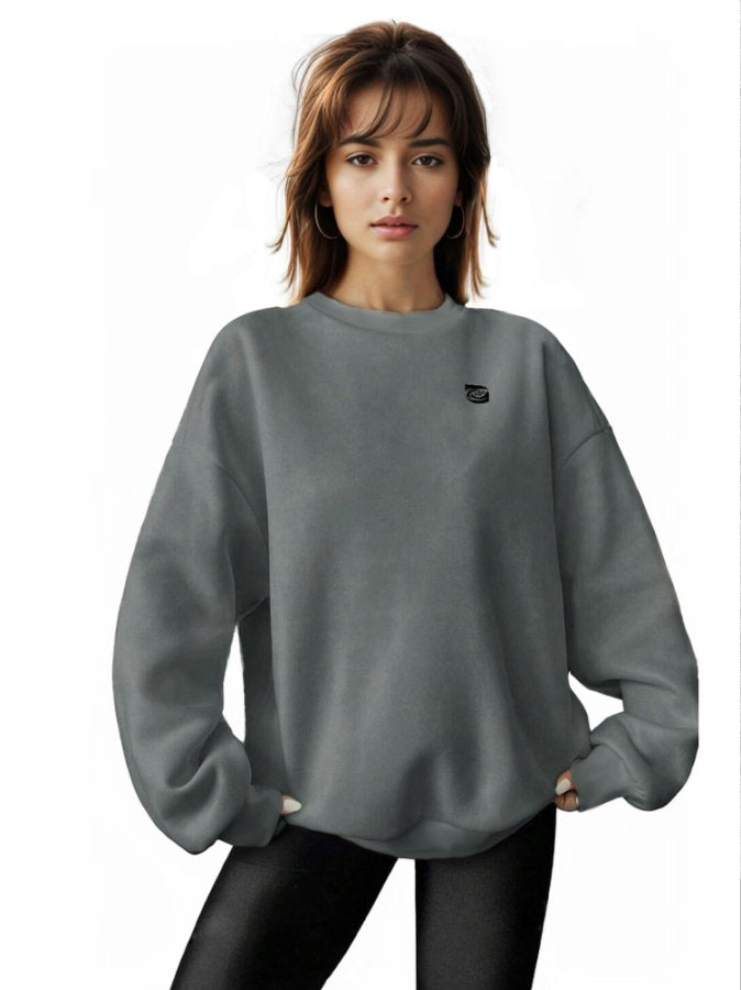 Grey Round Neck Full Sleeve Sweatshirt