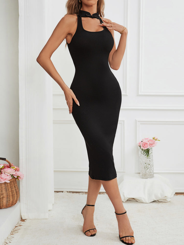 Black High Neck Cut Out Dress