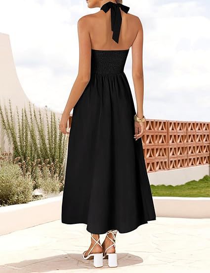 Black Square Halter Neck Dress