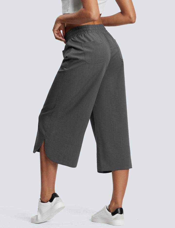 Grey Wide Leg Calf Length Trouser