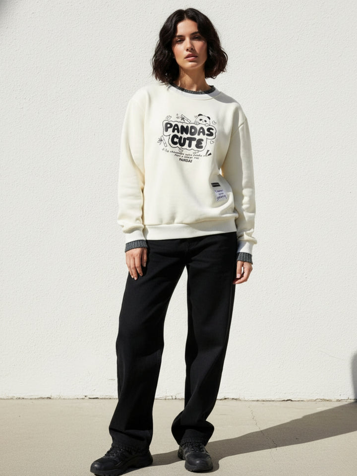 White Graphic Oversized Sweatshirt