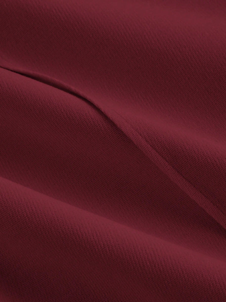 Burgundy High Waist Front Pleated Pant