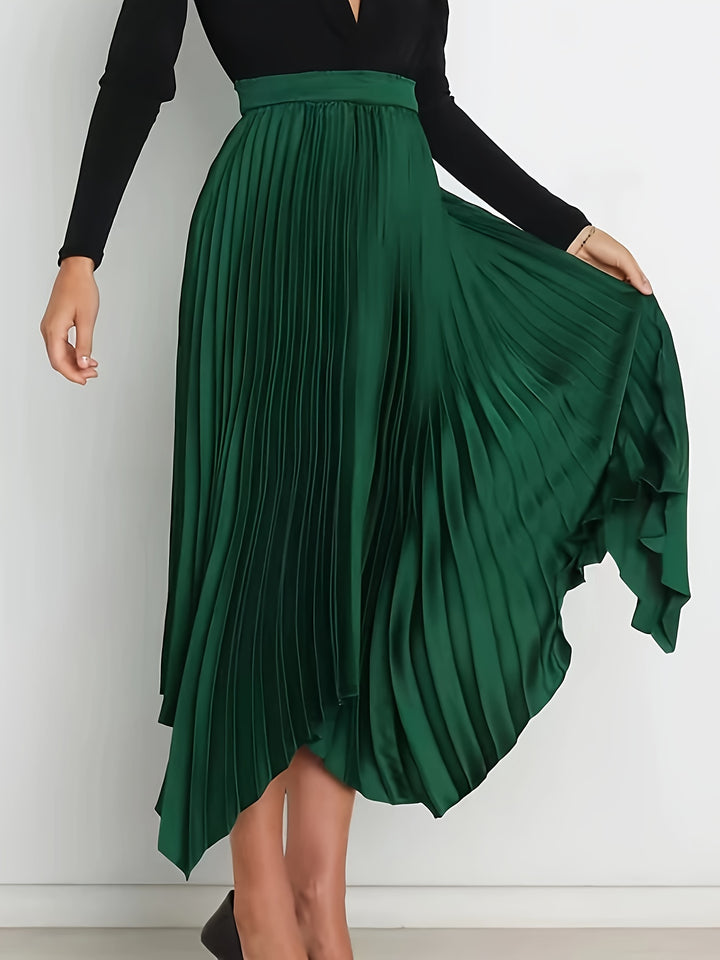Green Pleated Midi Skirt