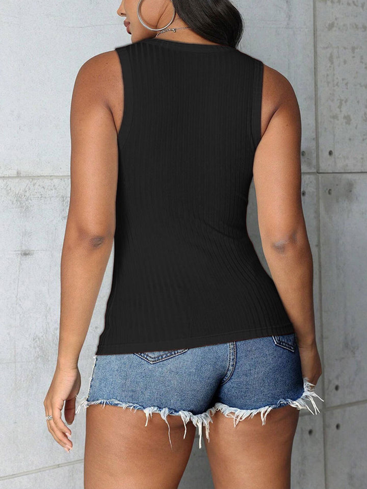 Black Shoulder Strap V Notch Top