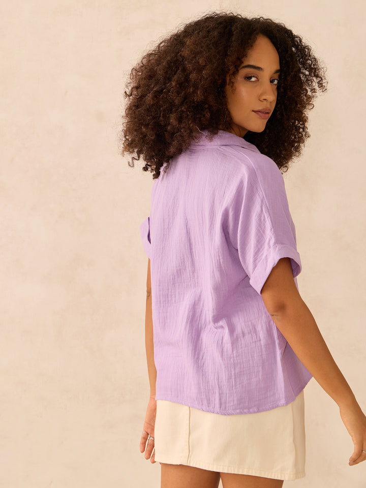Purple Relaxed Fit Button Down Shirt