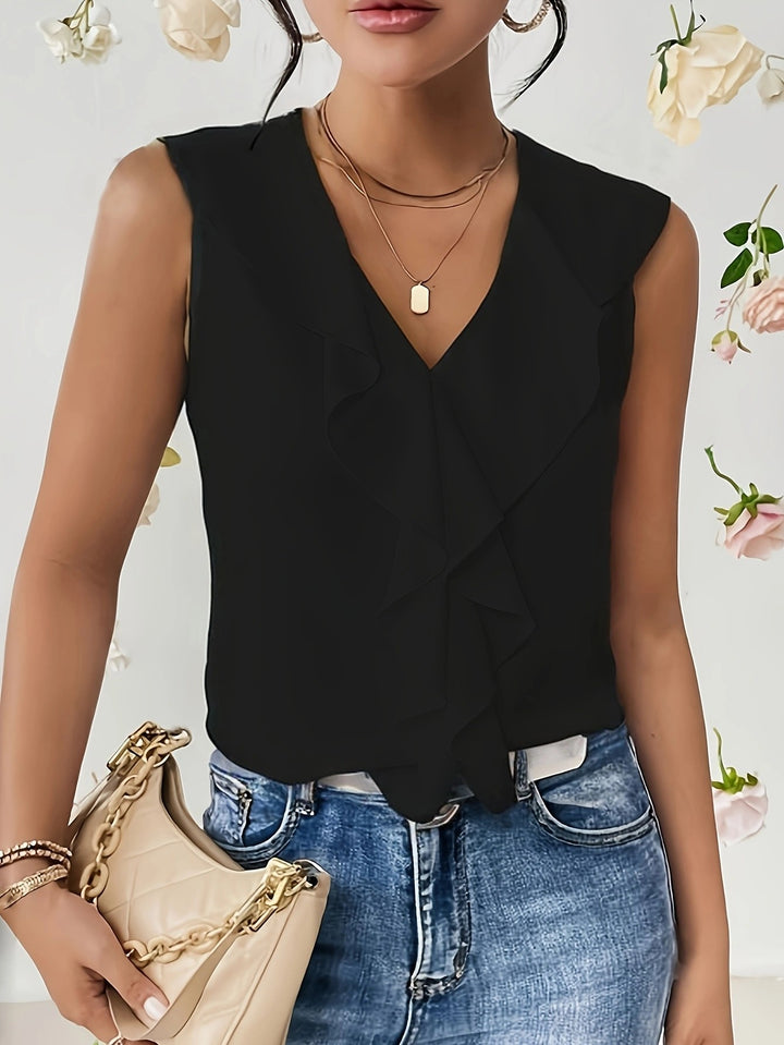 Black V-Neck Half Sleeves Top