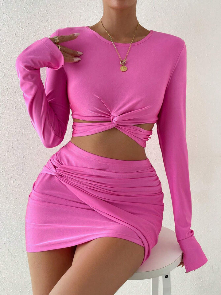 Pink Top And Skirt Co-Ord Set