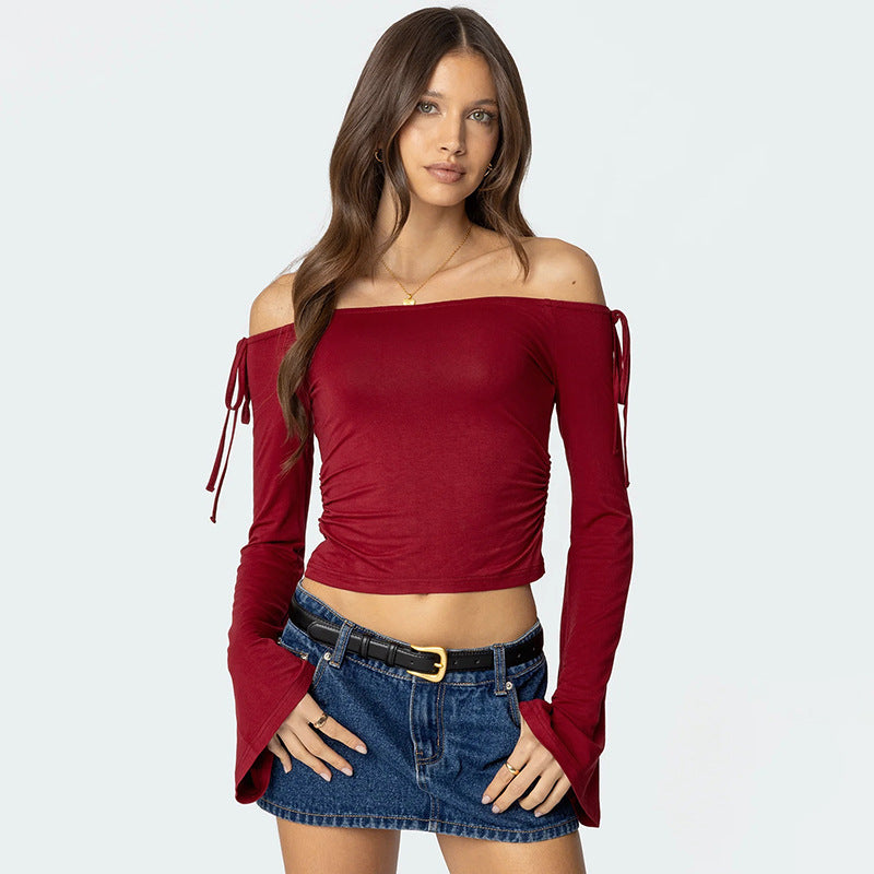 Red Off Shoulder Crop Top