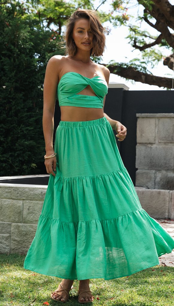 Green Top And Skirt Co-Ord Set