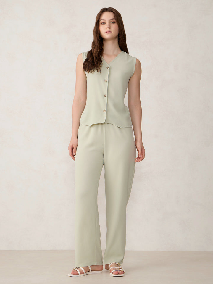 Green Waist Coat Trouser Co-Ord Set