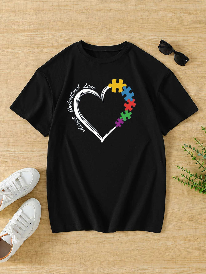Black Heart Print Tshirt