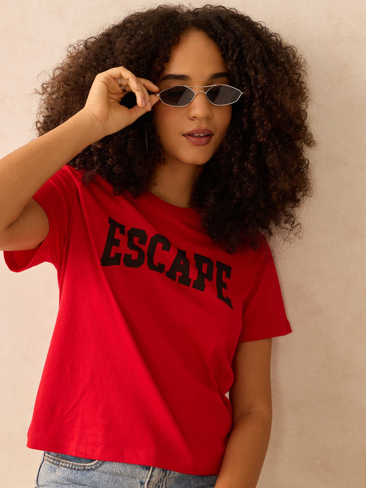 Red Regular Fit Graphic Tshirt