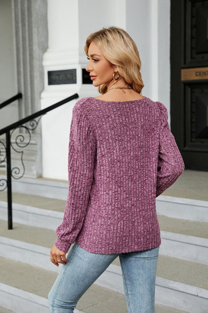 Mauve Full Sleeves Square Neck Top