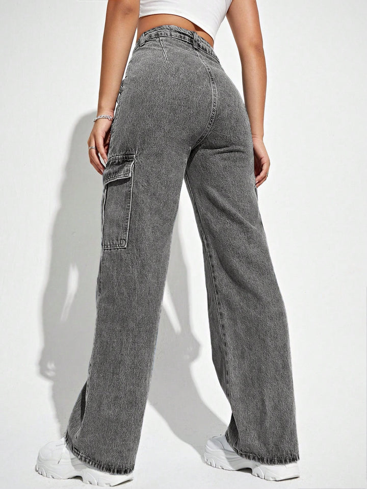 Grey Cargo Pocket Detailed Jeans