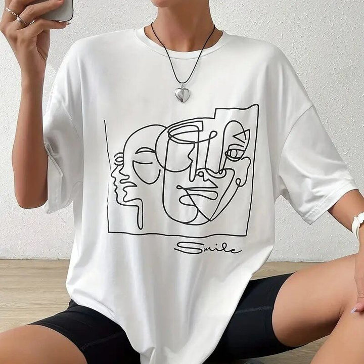 White Chest Print Graphic Tshirt