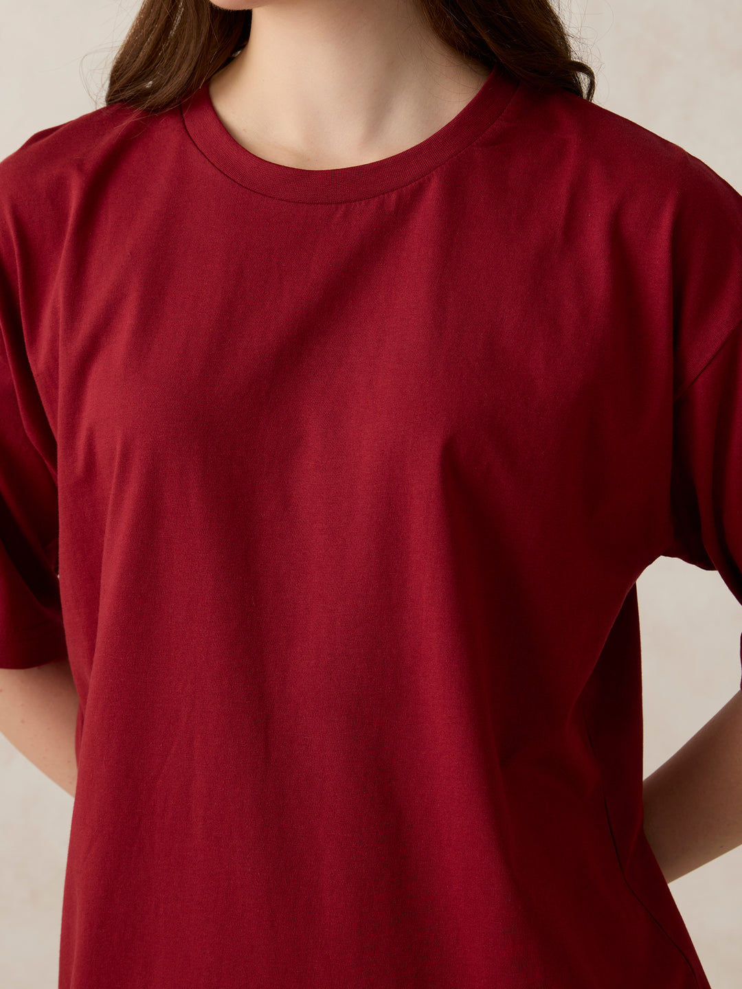 Maroon Graphic Oversized T-Shirt