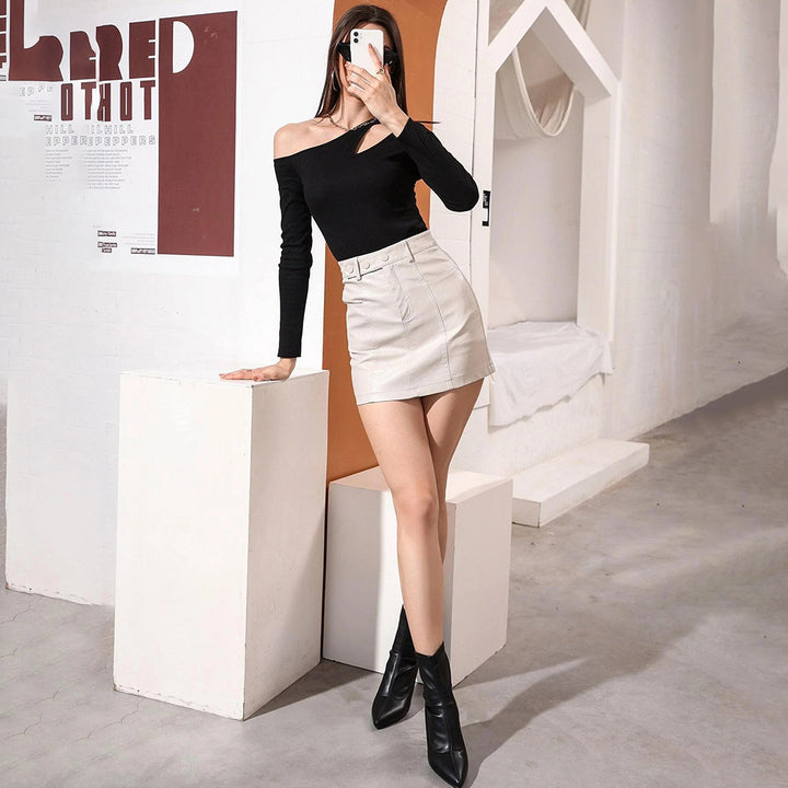 Black Off-Shoulder Cut Out Sleeve Top