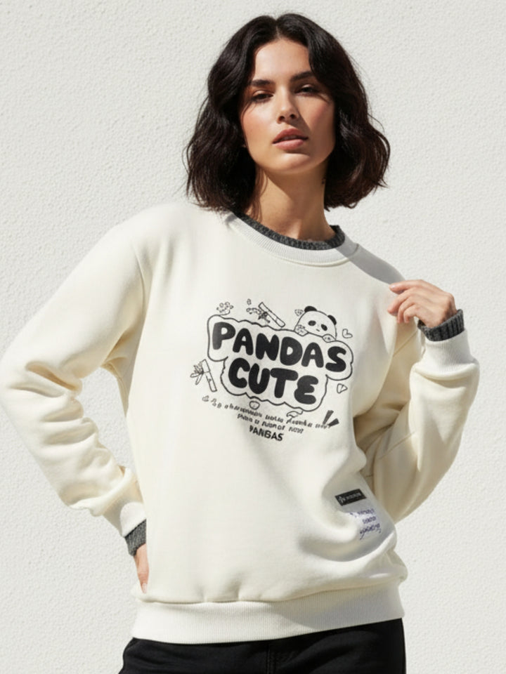 White Graphic Oversized Sweatshirt