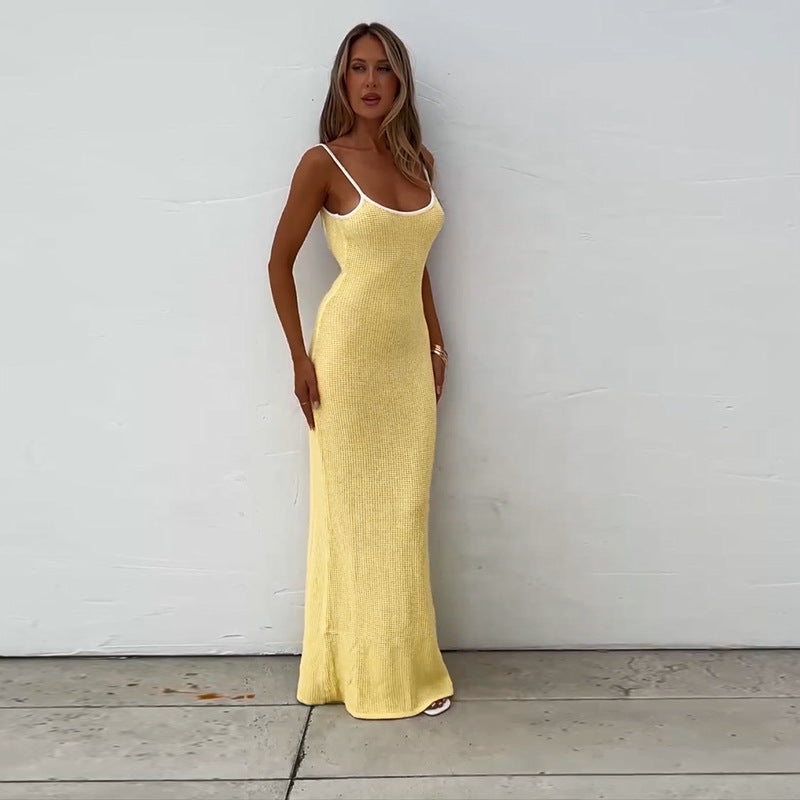 Yellow Contrast Binding Vacay Dress