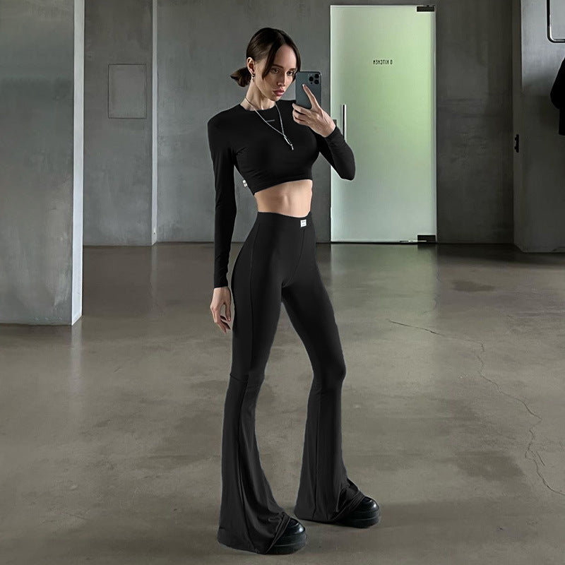 Black Round Neck Top With Flare Pant
