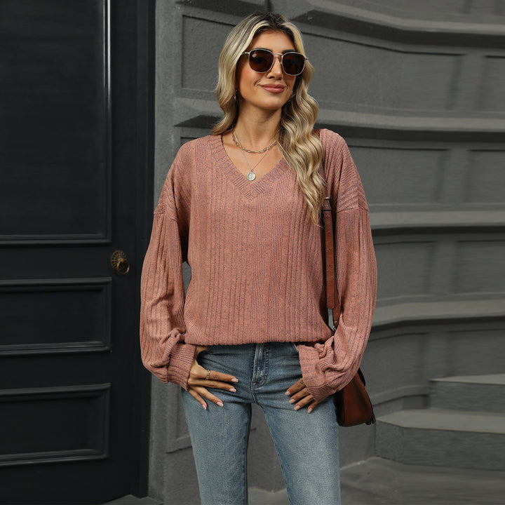 Mauve Bishop Sleeve Solid Relaxed Top
