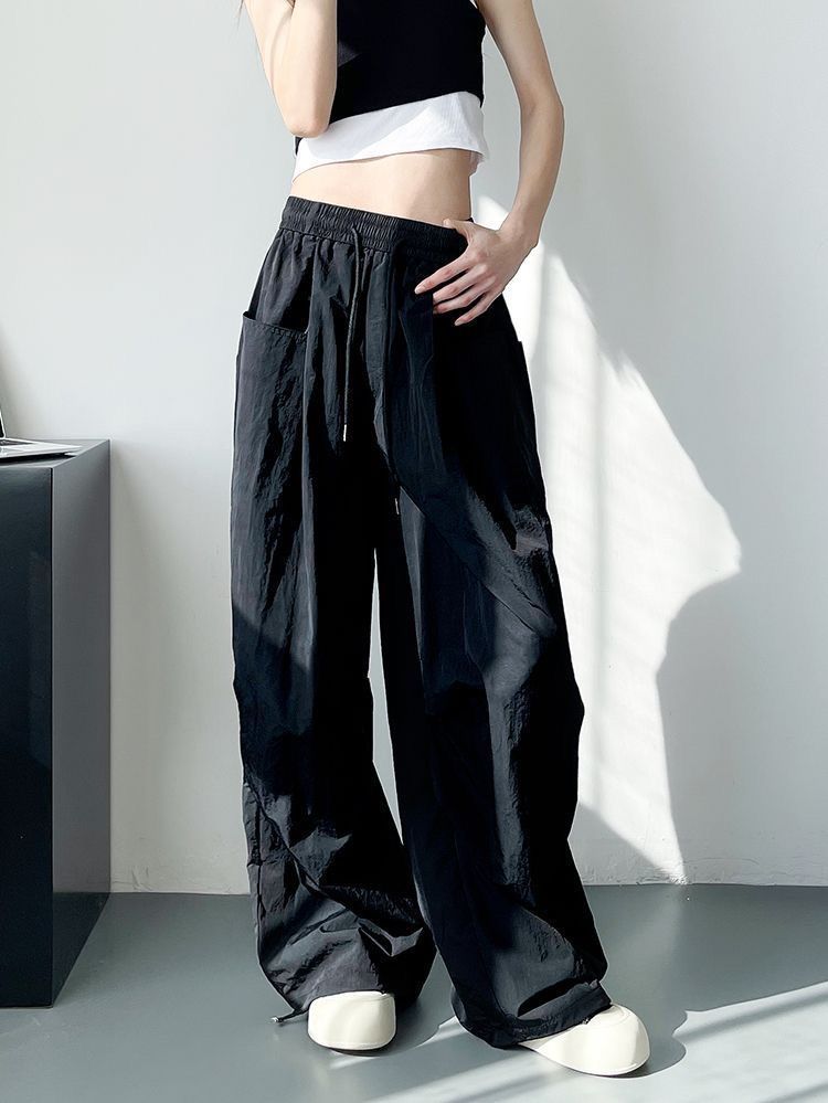 Black Cargo Parachute Pants