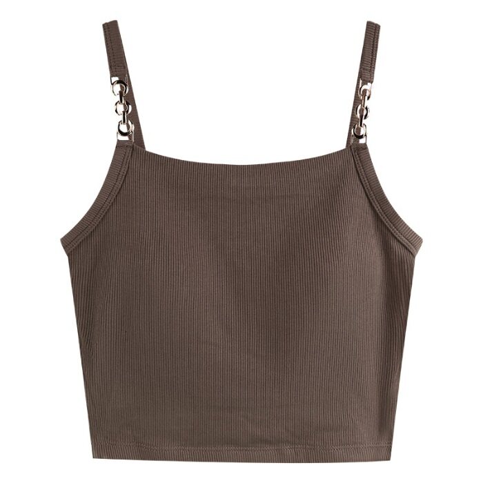 Brown Tank Top With Buckle Sleeve