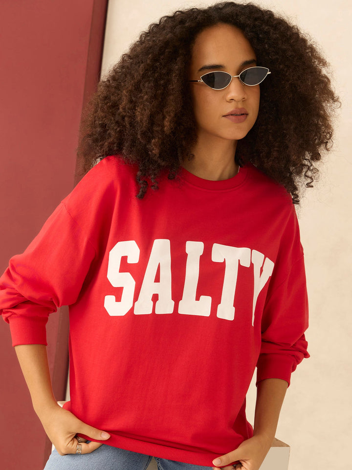Red Typographic Sweatshirt