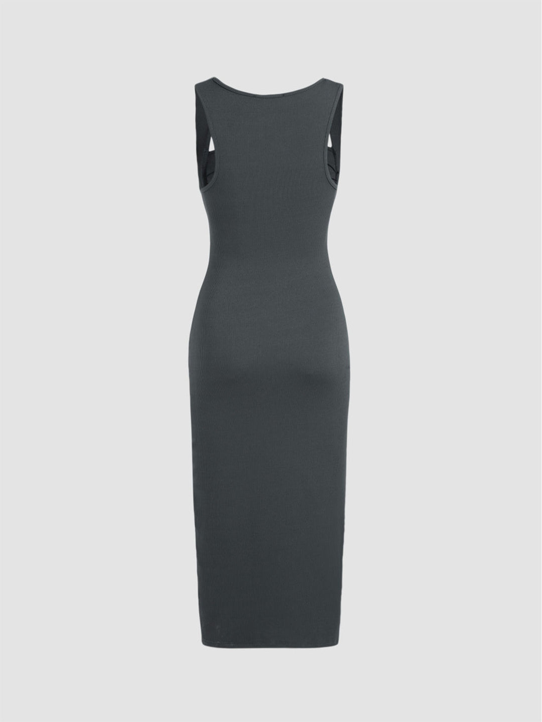 Grey Halter Wide Neck Fitted Dress