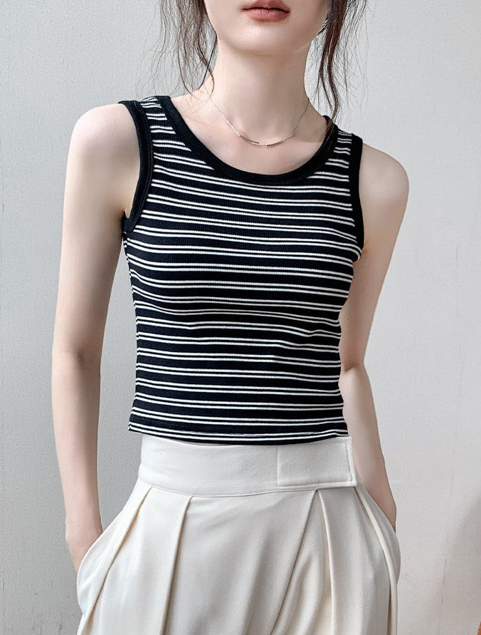 Black Stripe Vest Top