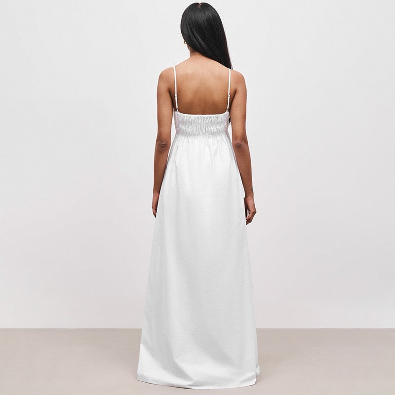 White Shoulder Strap Maxi Dress