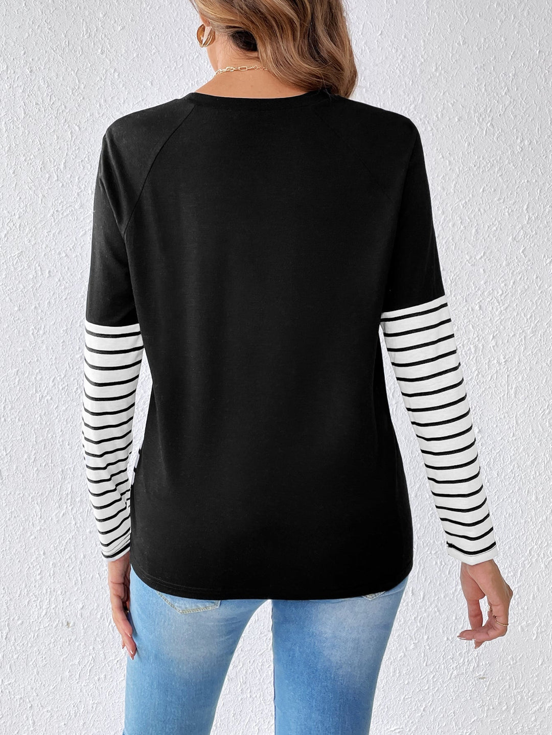 Black Full Sleeve Striped Top